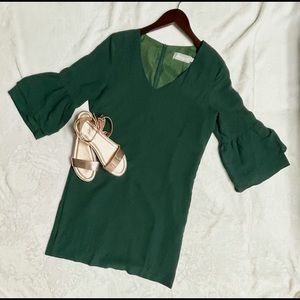 Emerald Green, Bell Sleeve, Wedding Guest Dress